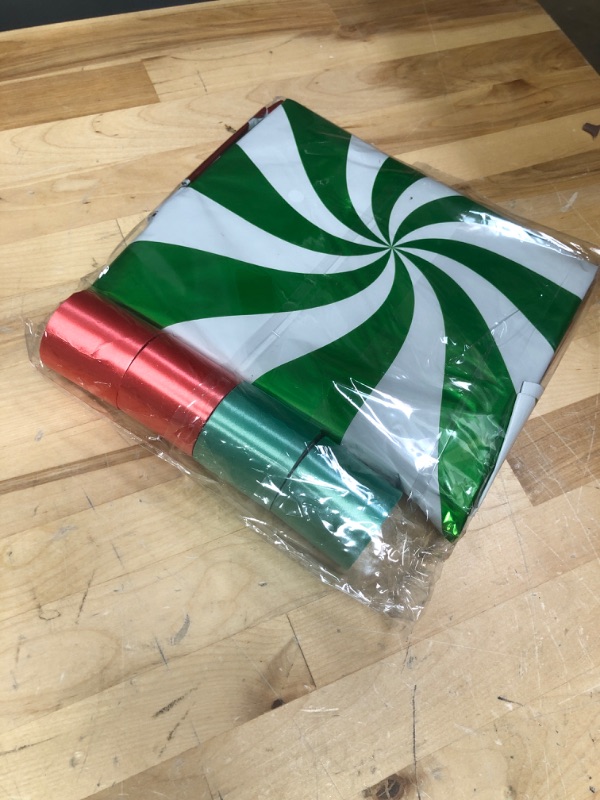 Photo 2 of 36 Pcs Christmas Candy Balloons Kit, Large Cane Swirl Candy Foil Balloons with 2 Pcs Ribbons, Red Green Mylar Sweet Candies Theme Balloons for Christmas...
