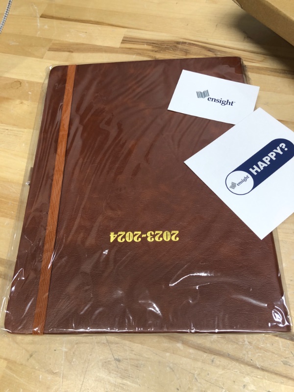 Photo 2 of 2023-2024 Daily Leather Planner Weekly Monthly - ENSIGHT Large Academic Planner Men or Women (8.5 x 11"), Business Personal or Student with Pen Holder, Bookmark, Notes Pages, Thick Paper, Runs July 2023 - June 2024 (Brown) Brown New Edition