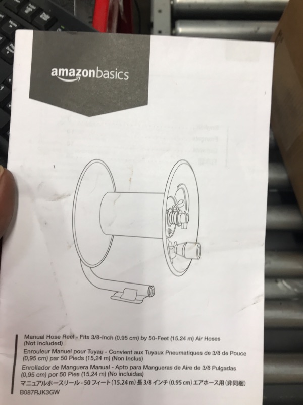 Photo 3 of Amazon Basics Manual Hose Reel - Fits 3/8-Inch by 50-Feet Air Hoses (Not Included) Without Hose