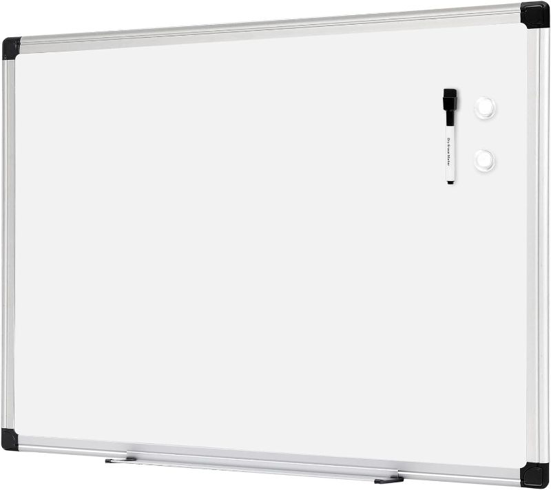 Photo 1 of Amazon Basics Magnetic Dry Erase White Board, 36 x 24-Inch, Aluminum Frame, Silver/White
