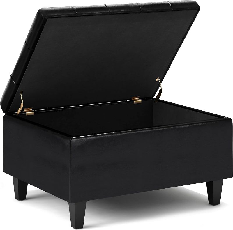 Photo 1 of  Rectangle Storage Ottoman in Midnight Black