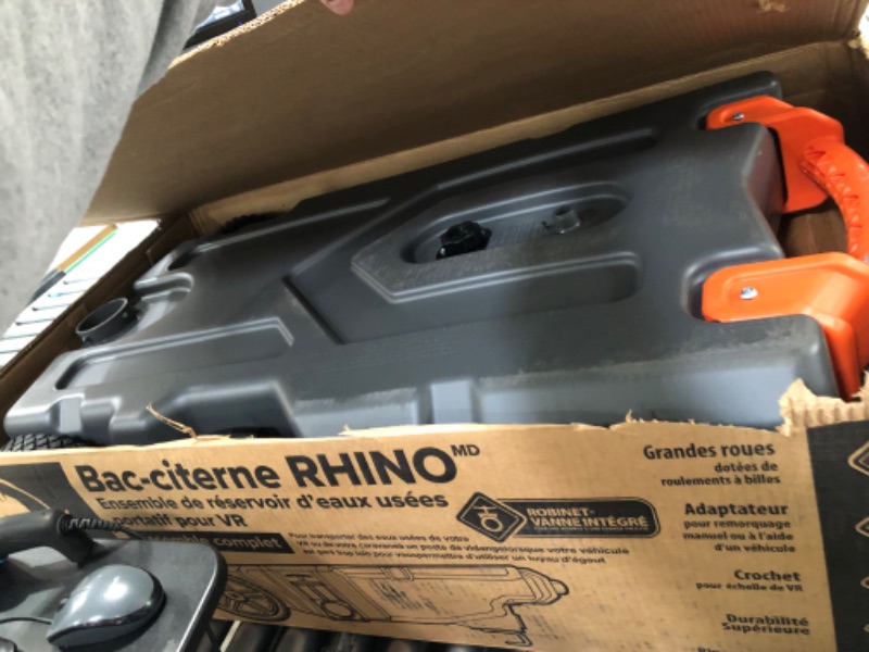 Photo 2 of Camco Rhino Portable RV Waste Holding Tank with Hose and Accessories, 28 Gallons (39004) , Gray