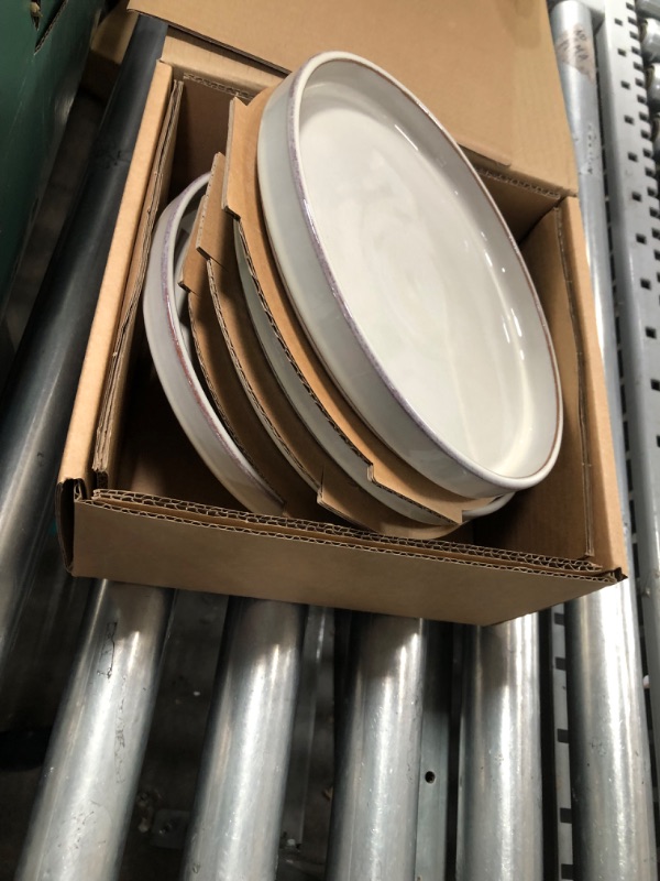 Photo 4 of *INCOMPLETE**Bloomhouse - Oprah's Favorite Things - Santorini Mist Double Bowl Terracotta Reactive Glaze Plates and Bowls Dinnerware Set - Moonstone White, Service for Four (16pcs) Service for Four (16pcs) Moonstone White