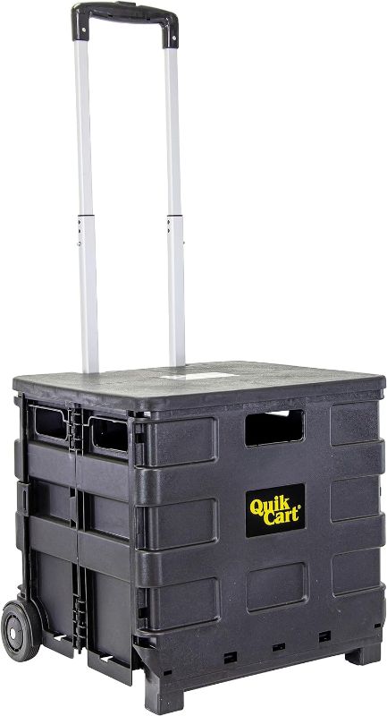 Photo 2 of  
dbest products Quik Cart Sport Collapsible Rolling Crate on Wheels for Teachers Tote Basket 80 lbs Capacity, Made from Heavy Duty Plastic Used as a Seat, Black