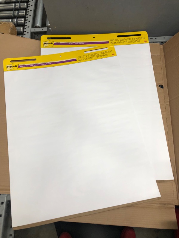 Photo 1 of Post-it Super Sticky Easel Pad, 25 in x 30 in, White, 30 Sheets/Pad, 2 Pad/Pack, Large White Premium Self Stick Flip Chart Paper, Super Sticking Power (559)