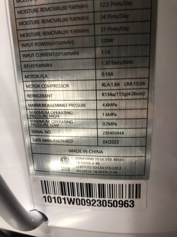 Photo 3 of ANDTE 2500 Sq.Ft Dehumidifiers for Large Room and Home Basements, 31 Pints Dehumidifiers with Auto or Manual Drainage, 0.528 Gallon Water Tank with Drain Hose, Auto Defrost, Dry Clothes Function, 24H Timer