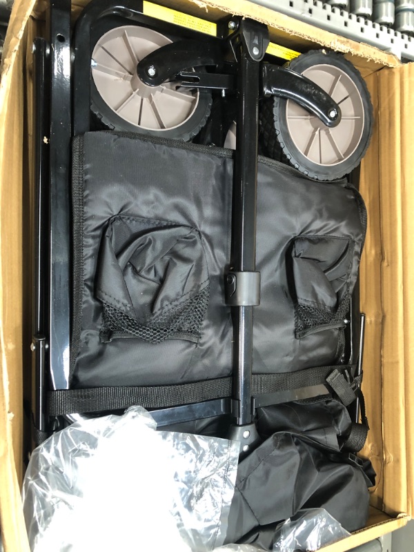 Photo 1 of Amazon Basics Collapsible Folding Outdoor Utility Wagon with Cover Bag, Black