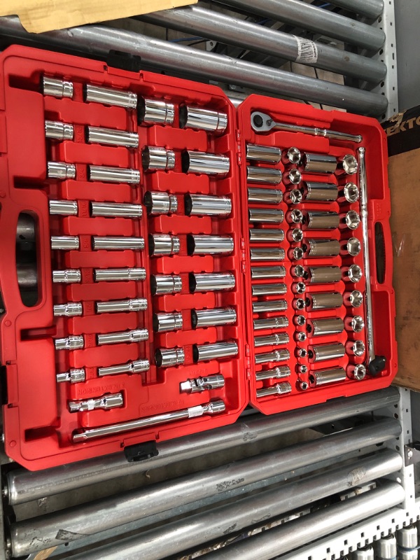 Photo 1 of (READ NOTES) TEKTON 1/2 Inch Drive 6-Point Socket and Ratchet Set, 84-Piece (3/8 - 1-5/16 in., 10-32 mm) | SKT25302 84-Piece (3/8 - 1-5/16 in., 10-32 mm) Set