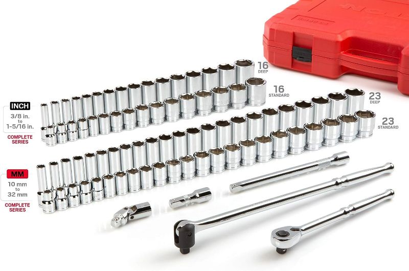 Photo 4 of (READ NOTES) TEKTON 1/2 Inch Drive 6-Point Socket and Ratchet Set, 84-Piece (3/8 - 1-5/16 in., 10-32 mm) | SKT25302 84-Piece (3/8 - 1-5/16 in., 10-32 mm) Set