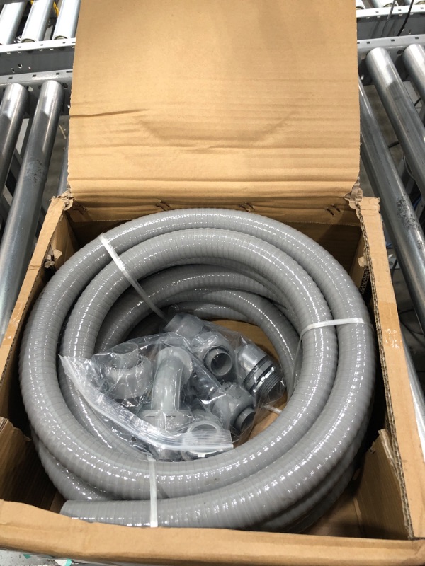 Photo 2 of 1inch 25ft Electrical Conduit Kit,with 5 Straight and 3 Angle Fittings Included,Flexible Non Metallic Liquid Tight Electrical Conduit(1" Dia, 25 Feet) 1IN,25FT