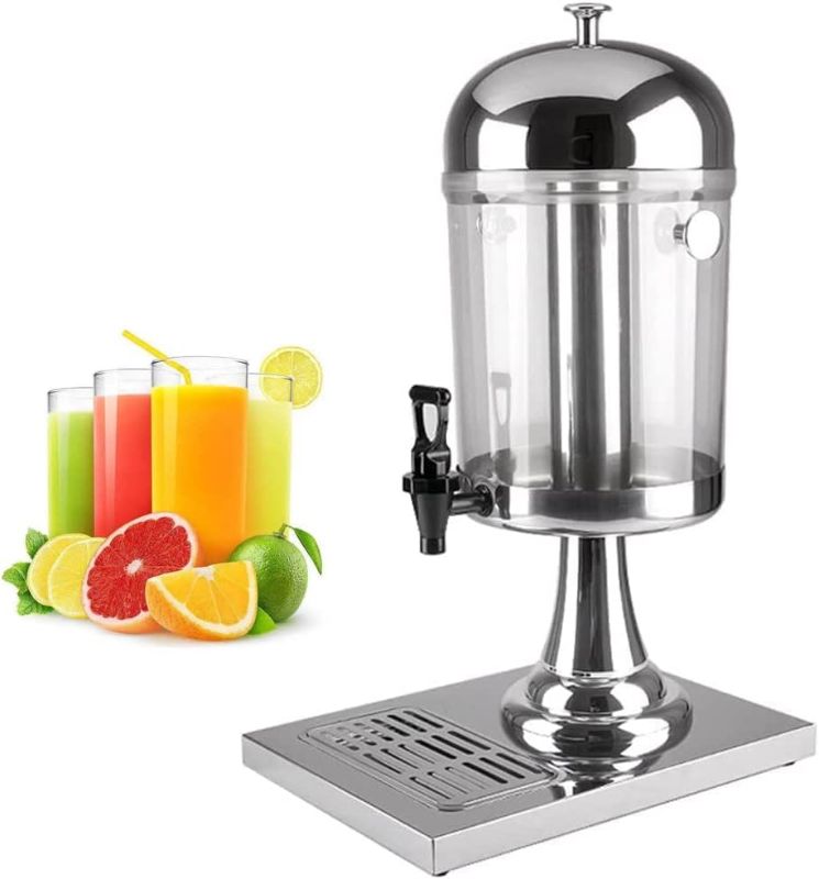 Photo 1 of 2 Gallon Single Beverage Dispenser, Stainless Steel Drink Dispenser With Centre Ice Core And Drip Trays Juice Dispenser for Restaurant Home Hotel Party Lemonade Tea Water Drink
