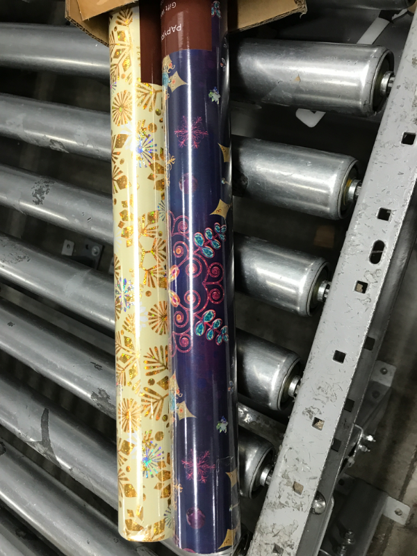 Photo 2 of Papyrus Wrapping Paper Bundle (Jewel Tone, Holographic Snowflakes) for Christmas, Hanukkah, Kwanzaa and All Holidays (2 Rolls, 40 sq. ft.) Jewel Tone Snowflakes and Holographic Snowflakes