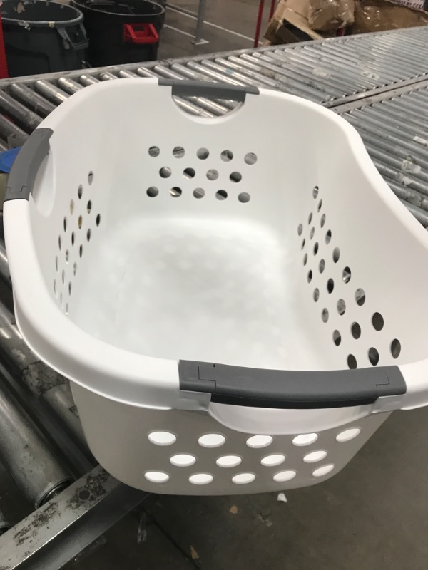 Photo 2 of * used * one handle is broken * needs to be super glued * 
IRIS USA Square Plastic Laundry Basket Hamper Organizer For The Closet