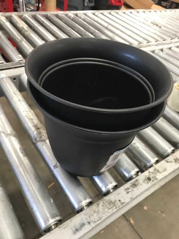 Photo 2 of 2 PACK**The HC Companies 10 Inch Eclipse Round Planter with Saucer - Indoor Outdoor Plant Pot for Flowers, Vegetables, and Herbs, Black Black 10"