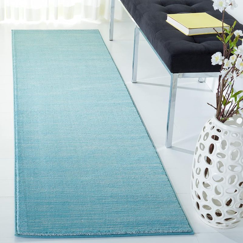 Photo 1 of  Vision Collection Runner Rug - 2' x 8', Aqua, Modern Ombre Tonal Chic Design, Non-Shedding & Easy Care, Ideal for High Traffic Areas in Living Room, Bedroom
