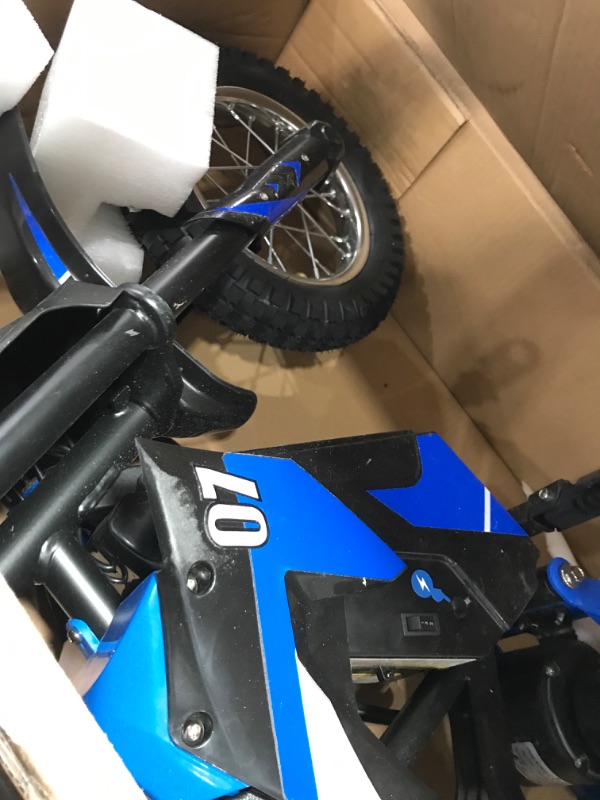 Photo 5 of EVERCROSS EV12M 36V Electric Dirt Bike,300W Motor, 15.5 Miles Range & 9.3 Mph Electric Motorcycle, 3 Speed Modes, Electric Dirt Bike for Kids Ages 3-12 Blue