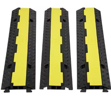 Photo 1 of 38.58 in. x 9.45 in. Cable Protector Ramp 2 Channel 12000 lbs. Load Raceway Cord Cover Speed Bump for Traffic(3-Pack)
