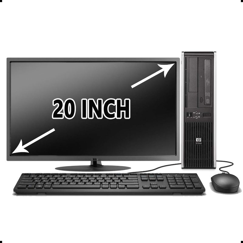 Photo 1 of HP 4300 Form Factor Desktop PC Computer Package, Intel Quad Core i5 up to 3.4GHz, 8G DDR3, 1T, DVD, VGA, DP, 20 Inch LCD Monitor(Brands May Vary), Keyboard, Mouse, Windows 10 Pro 64 Bit 
