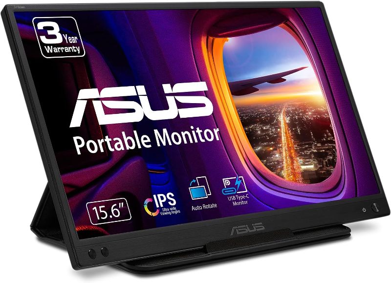 Photo 1 of ASUS ZenScreen 15.6” 1080P Portable USB Monitor (MB166C) - Full HD, IPS, USB Type-C, USB-Powered, Eye Care, Tripod Mountable, Anti-Glare Surface, Protective Sleeve, 3-Year Warranty, 8.9"x14.2"x0.5"
