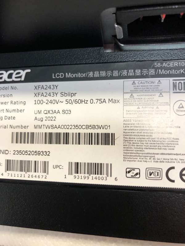 Photo 3 of Acer Nitro XFA243Y Sbiipr 23.8” Full HD (1920 x 1080) VA Gaming Monitor | AMD FreeSync Premium Technology | 165Hz Refresh Rate | 1ms VRB | HDR 10 | 1 Display Port 1.2 & 2 HDMI 2.0 Ports 23.8-inch 165Hz