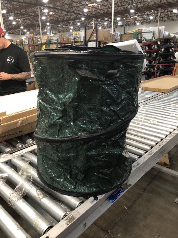 Photo 3 of 2pcks of Collapsible Trash Can- Pop Up 33 Gallon Trashcan for Garbage With Zippered Lid By Wakeman Outdoors -Ideal for Camping Recycling and More (Green)
