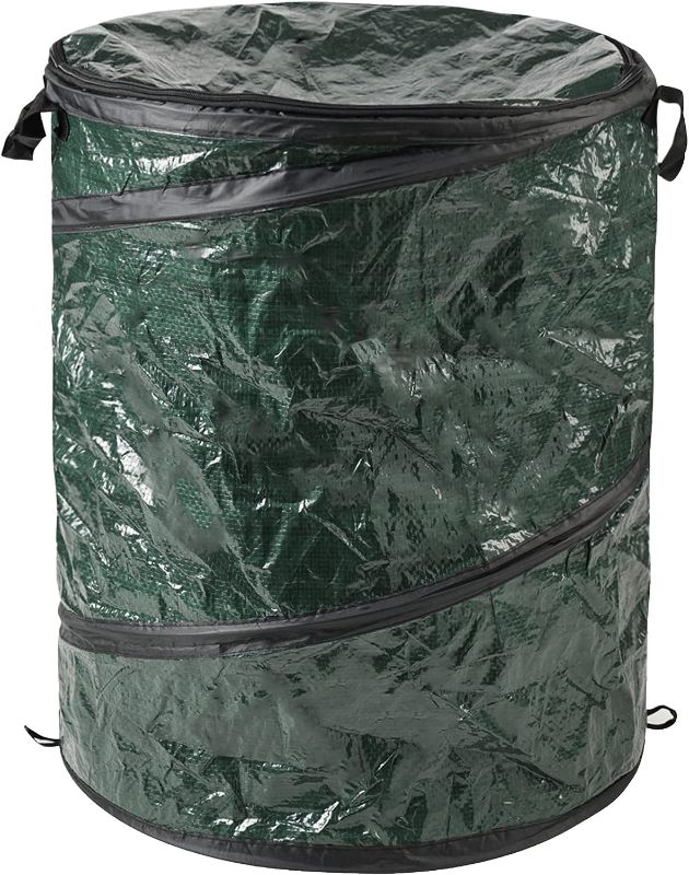 Photo 1 of 2pcks of Collapsible Trash Can- Pop Up 33 Gallon Trashcan for Garbage With Zippered Lid By Wakeman Outdoors -Ideal for Camping Recycling and More (Green)
