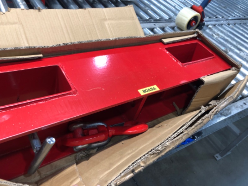 Photo 2 of Mophorn Forklift Lifting Hook, 4400lbs Capacity Forklift Lifting Hoist, Red Forklift Mobile Crane with Swivel Hook and Two Large T-Screws, Hook Forklift Lifting Hoist, Fork Lifting Attachment