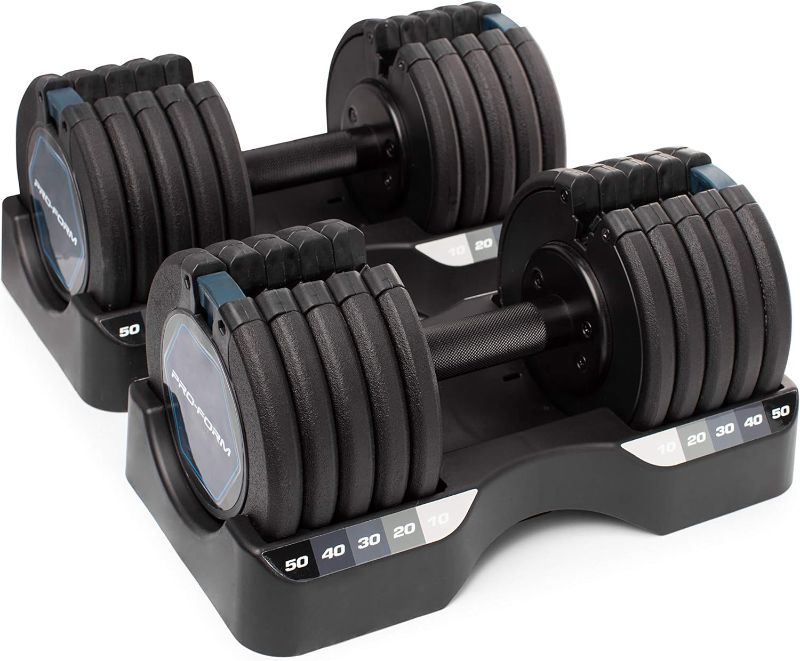 Photo 1 of *BOTH SETS INCLUDED* ProForm ProForm 50 LB Select-A-Weight Dumbbell Set Plastic 2-Piece Set 50-lb Adjustable Dumbbell
