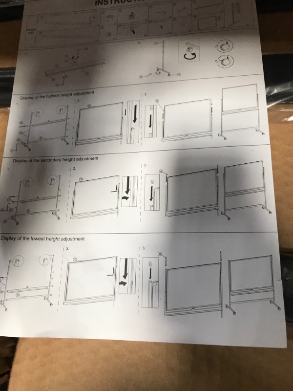 Photo 3 of Large Dry-Erase Rolling Magnetic Whiteboard - 48 x 32 Inches White Board Height Adjust Double Sides Mobile Portable Easel on Wheels, Dry Erase Board with Stand for Office, Home & Classroom Black 48*32 inches