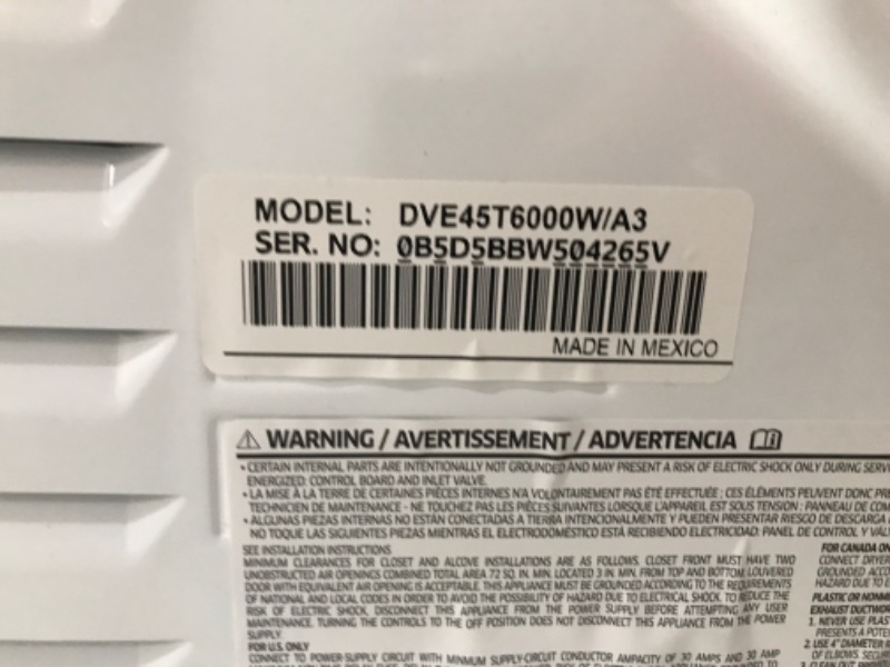 Photo 1 of Samsung 7.5-cu ft Stackable Electric Dryer (White)