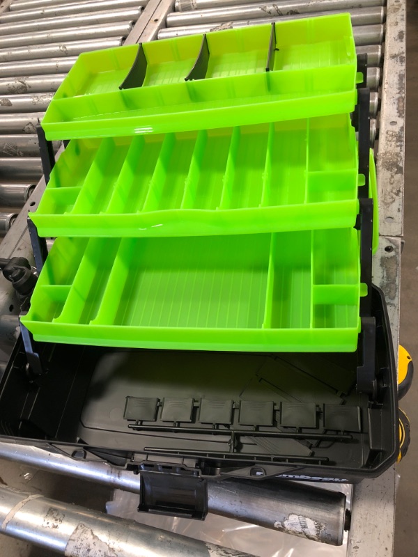 Photo 2 of *Damaged side* Flambeau Outdoors, 6383FG Classic Three Tray Tackle Box, Green, Plastic, 16 inches long
