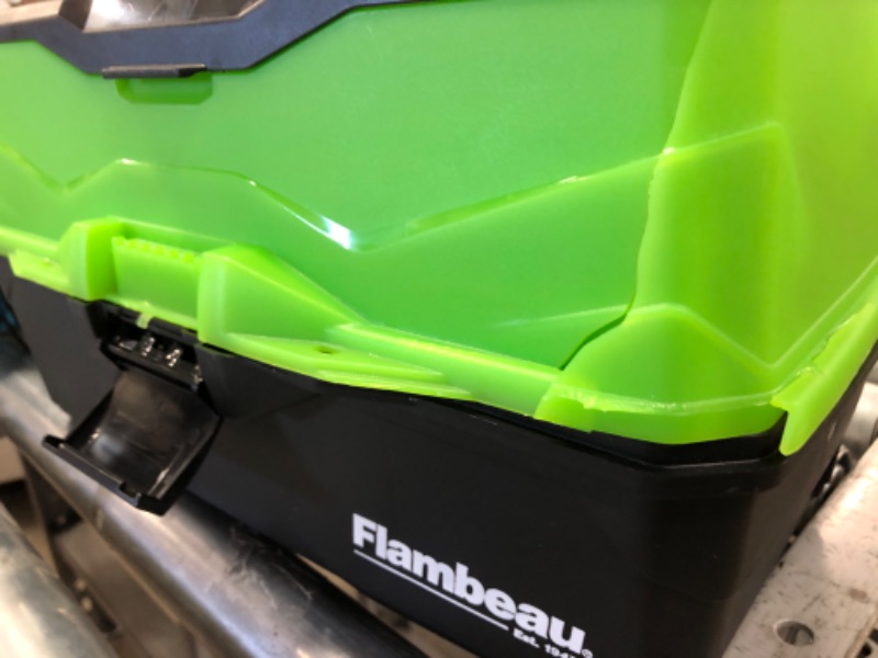 Photo 3 of *Damaged side* Flambeau Outdoors, 6383FG Classic Three Tray Tackle Box, Green, Plastic, 16 inches long
