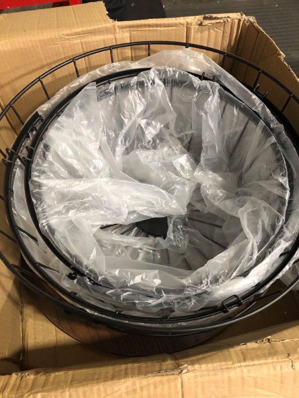Photo 1 of * damaged * missing hardware * 
HOOOKIMM Round End Tables with Storage Set of 2, Nesting Tables with Removeable Top and Steel Frame