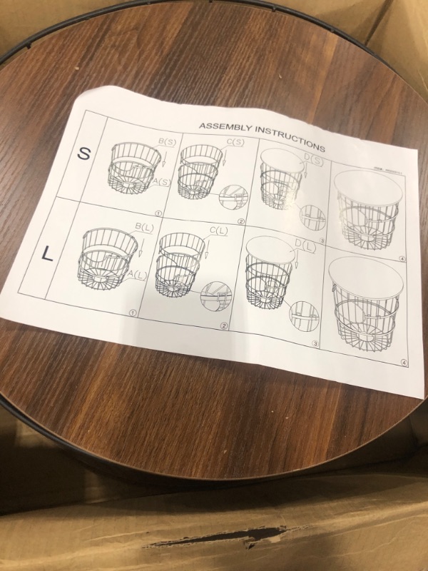 Photo 2 of * damaged * missing hardware * 
HOOOKIMM Round End Tables with Storage Set of 2, Nesting Tables with Removeable Top and Steel Frame