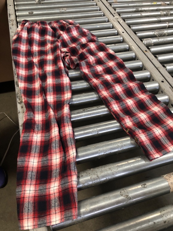 Photo 2 of Alimens & Gentle Men's Heavyweight Flannel Plaid Pajama Pants 100% Cotton Sleep Lounge Pant Adjustable-red&white Small