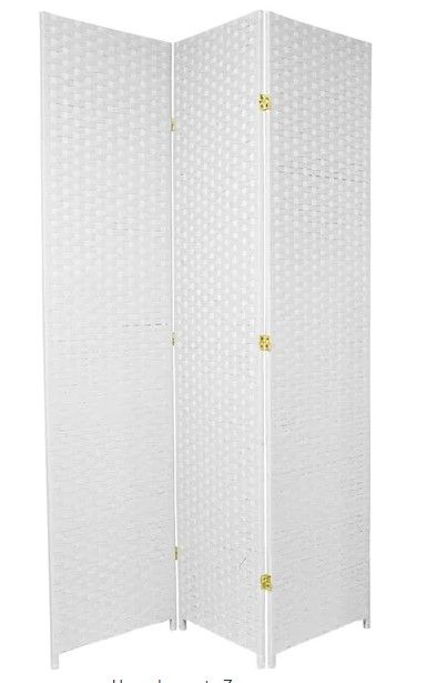 Photo 1 of 7 ft. White 3-Panel Room Divider
