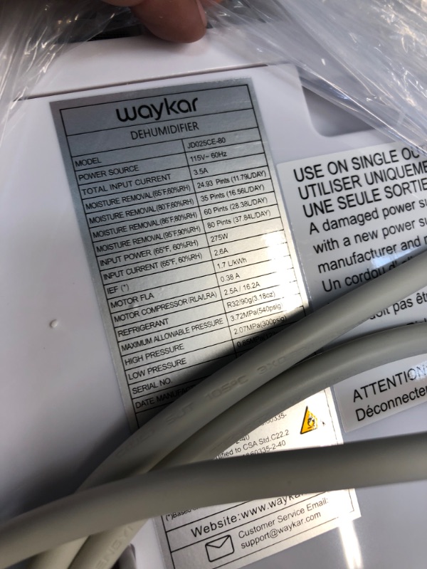 Photo 4 of Waykar 80 Pints Energy Star Dehumidifier for Spaces up to 5,000 Sq. Ft at Home, in Basements and Large Rooms with Drain Hose and 1.14 Gallons Water Tank 80 Pints 5000 Sq. Ft