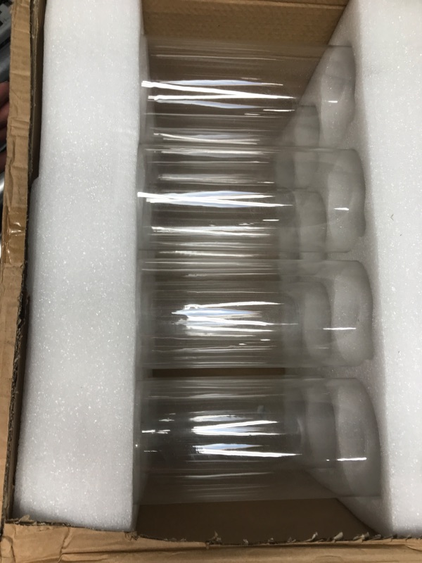 Photo 2 of 12 Pack Glass Cylinder Vases Set Clear Flower Vase Tall Floating Candle Holders Bulk for Centerpiece Table Home Wedding Decorations Dinners (4 x 14 Inch)