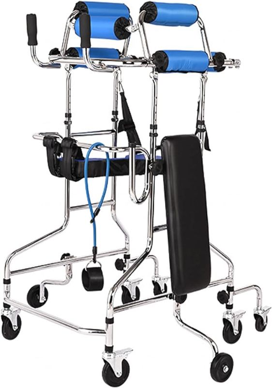 Photo 1 of 8 Wheels Walkers for Seniors, Adult Standing Walking Aid for Lower Limb Training & Assist, Fit for People of 58-71in, for The Elderly, Disabled, Stroke, Hemiplegia, The Postoperative Rehabilitation
