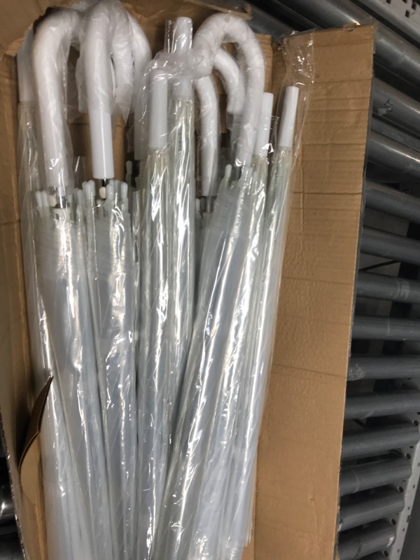 Photo 1 of 12 Pack Of Clear Umbrellas, White Handle
