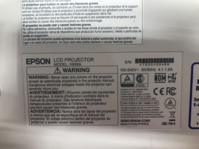 Photo 1 of PARTS ONLY/ SEE NOTES******
Epson Home Cinema 3800 4K PRO-UHD 3-Chip Projector with HDR