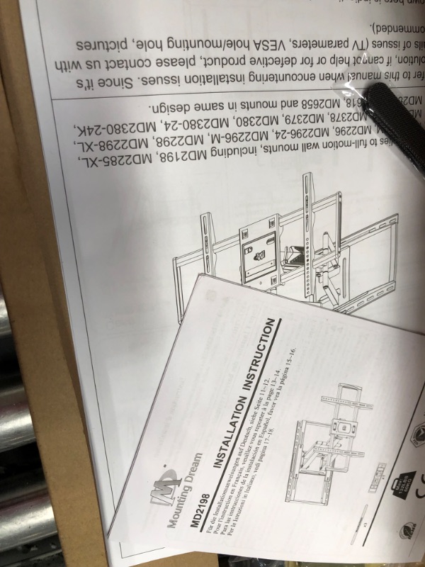 Photo 3 of Mounting Dream TV Wall Mount with Sliding Design for Most 42-86" TV, Full Motion TV Mount with Swivel Articulating Dual Arms, Easy for TV Centering, Max VESA 600x400mm, 132 lbs, MD2198