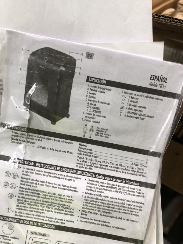 Photo 3 of Fellowes 12C15 12 Sheet Cross-Cut Paper Shredder for Home and Office with Safety Lock 12 Sheet Paper Shredder