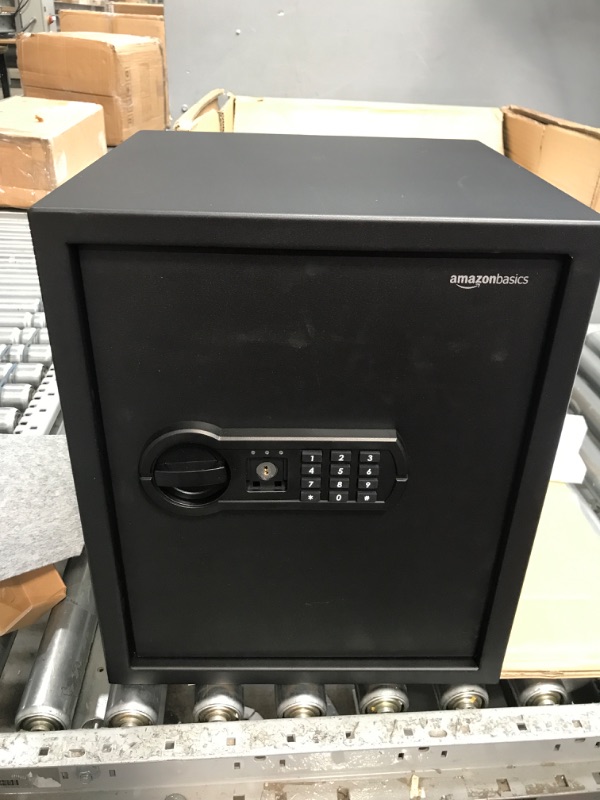 Photo 2 of Amazon Basics Steel Home Security Safe with Programmable Keypad - 1.52 Cubic Feet, 13.8 x 13 x 16.5 Inches, Black & 8-Sheet Capacity, Cross-Cut Paper and Credit Card Shredder, 4.1 Gallon 1.52 Cubic Feet Keypad Lock + Shredder, 4.1 Gallon