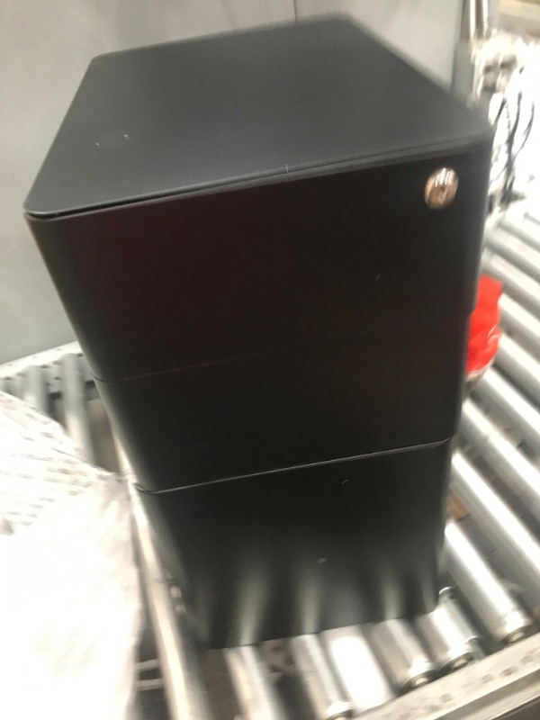 Photo 1 of DEVAISE 3-Drawer Slim File Cabinet, Vertical Filing Cabinet, Fully Assembled Except Casters, Black Black 11.8"W x 17.7"D x 23.2"H