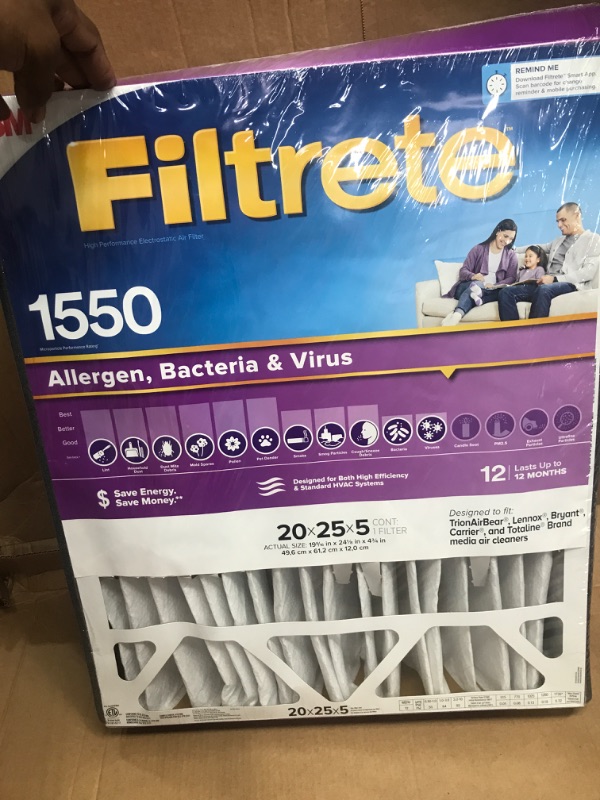 Photo 2 of 3M Filtrete Ultra Allergen Healthy Living Deep Pleat Furnace Filter 20x25x5