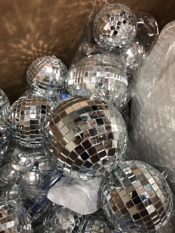 Photo 2 of  Pack Mirror Disco Balls, Christmas Tree Ornaments Balls 1.57" Disco Mirror Balls for Christmas Home Decor Party Shop Window 24pcs 1.57in