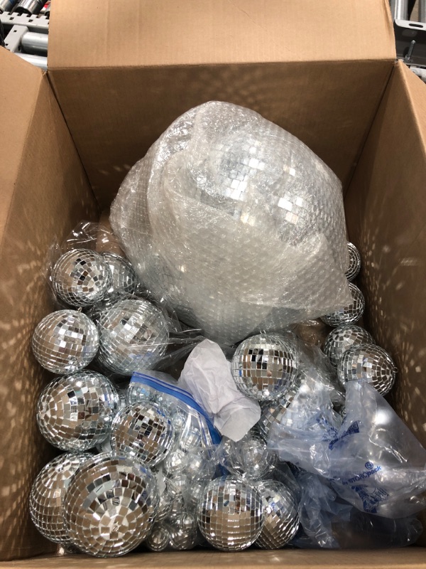 Photo 3 of  Pack Mirror Disco Balls, Christmas Tree Ornaments Balls 1.57" Disco Mirror Balls for Christmas Home Decor Party Shop Window 24pcs 1.57in