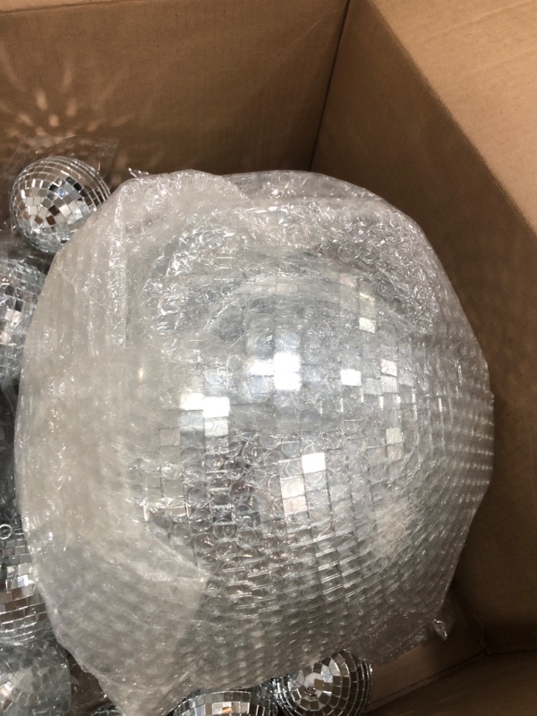 Photo 4 of  Pack Mirror Disco Balls, Christmas Tree Ornaments Balls 1.57" Disco Mirror Balls for Christmas Home Decor Party Shop Window 24pcs 1.57in