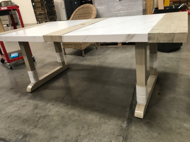 Photo 1 of  Complete Set / Does Not Come Assembled *** Patio Dining Table Set with 6 Chairs 77.95x39.96 in x 29.53in / 198cm x 101,5 cm x 75 cm 